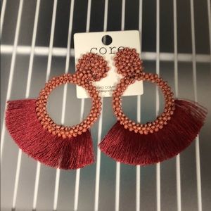 Coral fringe earrings